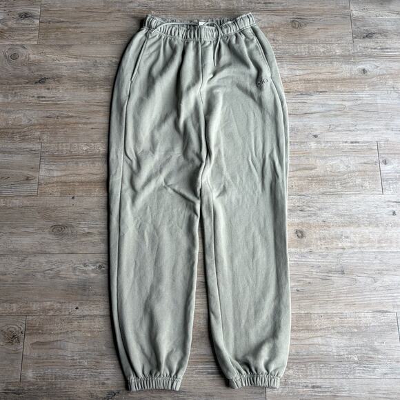 ALO Pants - Alo Black Jogger Pants Size S Drawstring Elastic Waist Tapered Leg Sage Green
